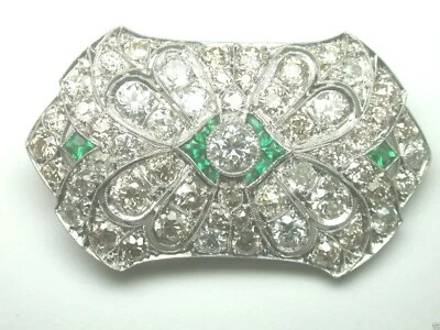 Antique Art Deco 1920's  Diamond Filigree Brooch Pin Pendant Platinum EGL USA - Image 1 of 4