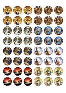 48 Round Edible Traditional Religious Christmas Wafer Paper Cupcake Cake Toppers - Picture 1 of 1