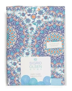 SIGRID OLSEN TAPESTRY PAISLEY MEDALLION OUTDOOR TABLECLOTH 60x84 PLACEMATS BLUE - Picture 1 of 4