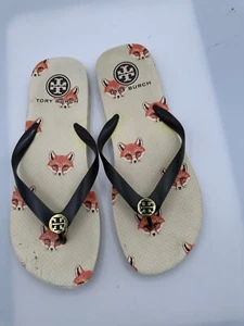 Tory Burch Brown Strap Fox Insole Flip Flops Size Women Sz 11 - Picture 1 of 5