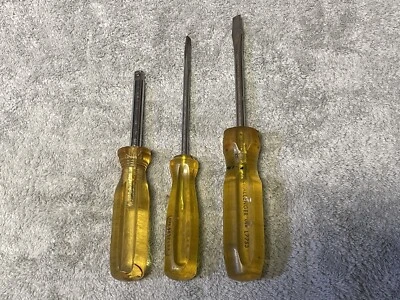 Vintage Lot Of 3 Proto And challenger Yellow Handle Screw Drivers And Socket - Image 1 of 4