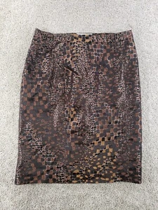 Barbara Bates Large Vintage Pencil SKirt Brown Abstract Designer - Picture 1 of 10
