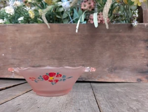 Vintage Lancaster Glass Co. Pink Satin Depression Glass Two-Handled Octogon Bowl - Picture 1 of 8