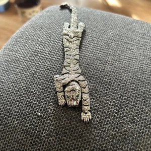 Silver Tiger Bracelet That Was Turned Into Shoulder Pin - Picture 1 of 3