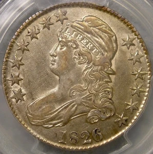 1826 CAP BUST SILVER HALF DOLLAR BEAUTIFUL RARE STRONG DOUBLE PROFILE PCGS AU 50 - Picture 1 of 12