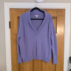 Sundance Zadie V-Neck Cashmere Sweater Sz XXL Periwinkle lilac lavender capsule - Picture 1 of 8