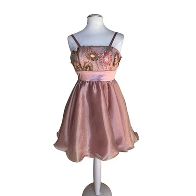 Vestido de Fiesta XOXO Rosa Adornado Bloomcore Coqueta Talla 5 Hada Y2K Caprichoso Foto 1 de 4