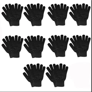 10 paires de gants magiques hiver adultes chauds extensibles unisexes noirs gants taille unique F - Photo 1/6