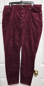 BANANA REPUBLIC CORDUROY SKINNY PANTS Size 14/32 COTTON BLEND MAROON EUC - Picture 1 of 5