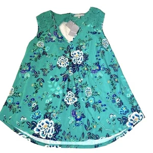 Daniel Rainn Size 2X Green Floral Fantine Crochet Lace Tunic Top NWT Casual Chic - Picture 1 of 11