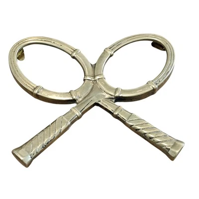 复古纯色黄铜双网球拍相框 MCM 经典收藏品 — 第 1/4 张图片