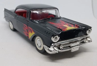 Majorette Jet Black W/Flames '57 Chevy Bel Air Loose Diecast 1:34 - Image 1 of 4
