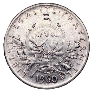 France 5 Francs 1960 " Mint Error Strike " silver coin Rare - Picture 1 of 5