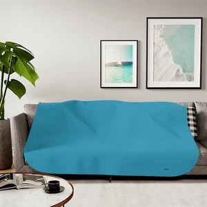 Warm Fleece Sherpa Blanket - Luxury Beige & Turquoise Throw, Ideal Gift Choice - Picture 1 of 13