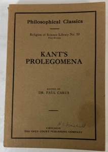 Kant's Prolegomena edited by Dr. Paul Carus, Philosophical Classics, 1926 PB - Bild 1 von 8