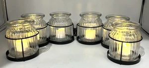 Six Jar Connected Hinged Metal Tealight Votive Lantern Holder - Picture 1 of 10