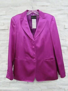 Rena Lange Violet Satin Silk Blazer Jacket & Drape Neck Tank Shell Set US 6 - Picture 1 of 9