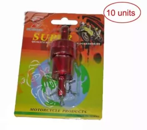 10x Filtro de combustible rojo 5/16" en línea aluminio anodizado para motocicleta S2u - Imagen 1 de 2