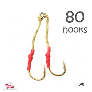 80 anzuelos Pescado WOW!® Talla 6/0 4x Fuerte Asistencia de Pesca Gancho Oro Acero Alto Carbono - Imagen 1 de 4
