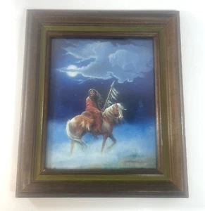 Indianer Druck gerahmt M. Caroselli 11”x13” Reiter Büffel in Wolke - Bild 1 von 13