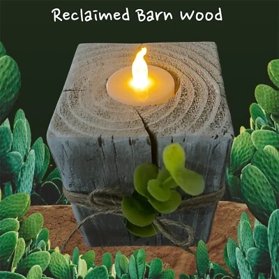 Candelabro de madera de granero recuperado rústico granja LED vela incluida Foto 1 de 4