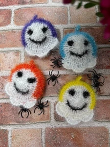 Halloween ghost Homemade Crochet Scrubbies, Decorate&Festive Kitchen, Set of 4 - Picture 1 of 4