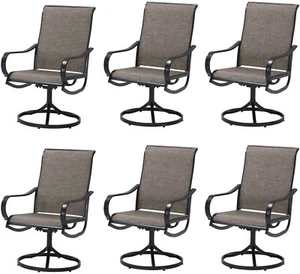Patio Dining Chairs Set of 6 Swivel Outdoor Chair High Back Armchair for Yard - Picture 1 of 7