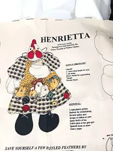 Panel de tela de corte y coser de colección Henrietta gallina n pollos 1997 patrón jardín nuevo de lote antiguo - Imagen 1 de 3