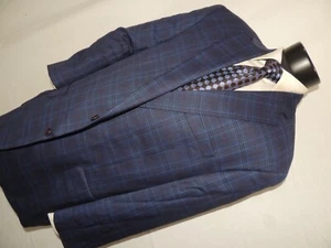 HART SCHAFFNER MARX NEW YORK FIT MEN'S BLUE PLAID/WINDOWPANE JACKET COAT 48 REG - Picture 1 of 9