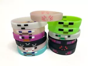 MINING PIXELATED Bracelets Kids Birthday Party Favors - GLOW IN THE DARK (13 pk) - Picture 1 of 3