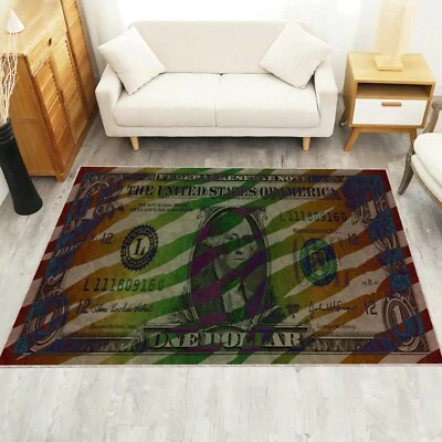 Billete de un dólar con alfombra de rayas de tigre, decoración de dinero de un dólar Foto 1 de 4