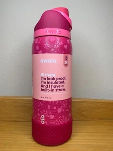 NEW Owala "Love Letter" 32oz Free Sip Valentine's Day Lace Hearts Magenta w/Boot - Picture 1 of 14