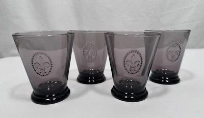 Juego de 4 vasos de agua La Rochere Fleur de Lis Francia berenjena púrpura Foto 1 de 4