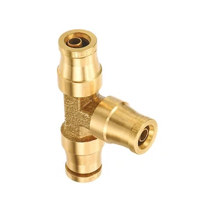 3Pcs 1/4 Push to Connect Fitting Brass Tee Air Brake Line Push in Union Fitting - Picture 1 of 6