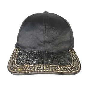 Vera New York Damenmütze schwarz Satin verziert gold griechischer Schlüssel neu ohne Etikett NEU - Bild 1 von 9