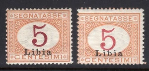 Italy Libya Postage Due J1 2 Different Shades Of Numeral Original Gum b511 - Picture 1 of 2