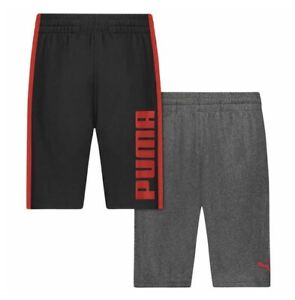 NWT Boy's PUMA 2 Pack Active Shorts Red Gray Black Size XLarge 18 - 20