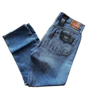 NWT Levis 501 Original High Rise Cropped Distressed Straight Leg Jeans Size 29 - Picture 1 of 8