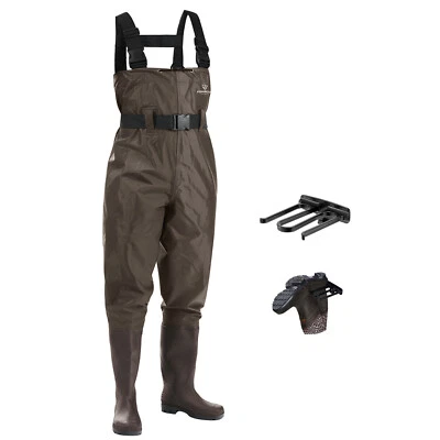 2-Ply Nylon/PVC Fishing Hunting Waterproof Chest Waders w/Boots For Men & Women - Image 1 of 4