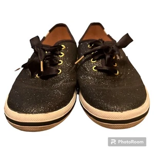 Kate Spade New York Keds schwarz mit Glitzer Gold Akzenten Band Schnürschuh (Größe 4M) - Bild 1 von 5