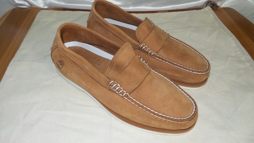 Mocassini Timberland A1PGY da uomo Pinch Weekender in morbida pelle nabuk marrone chiaro taglia 9M Xcl