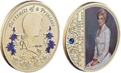 Moneda conmemorativa de la última rosa con diamante rosa princesa Diana británica coleccionable Foto 1 de 3