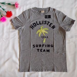 Hollister Embroidery T Shirt Mens X Large Surfing Team Cotton Short Sleeve Gray - Picture 1 of 9