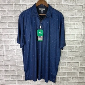 Greg Norman ML75 PlayDry Navy Blue Micro Crab All Over Print Golf Polo Mens XL - Picture 1 of 7