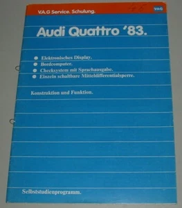 Selbststudienprogramm SSP 46 Audi Urquattro Digifiz BC quattro Typ 85 08/1982! - Picture 1 of 12