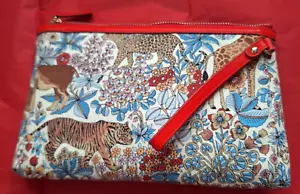 Talbots Kosmetiktasche/Handgelenktasche/Geldbörse - SPASS Canvas Tiermotiv EUC - Bild 1 von 11