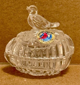 Caja de baratijas de cristal Hofbauer de colección con pájaro 2,75" NUNCA USADA - Imagen 1 de 5