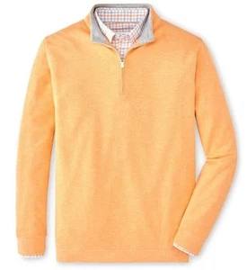 Peter Millar Mens Golden Rays Orange Crown Comfort 1/4 Zip Pullover Sweater Sz S - Picture 1 of 5