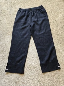 Ic by Connie K linen pants womens L black wide leg casual boho - Picture 1 of 11