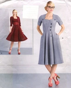 Simplicity 8259 FF Sewing Pattern Retro Double-Breasted Button Dress Women 18-26 - Picture 1 of 6